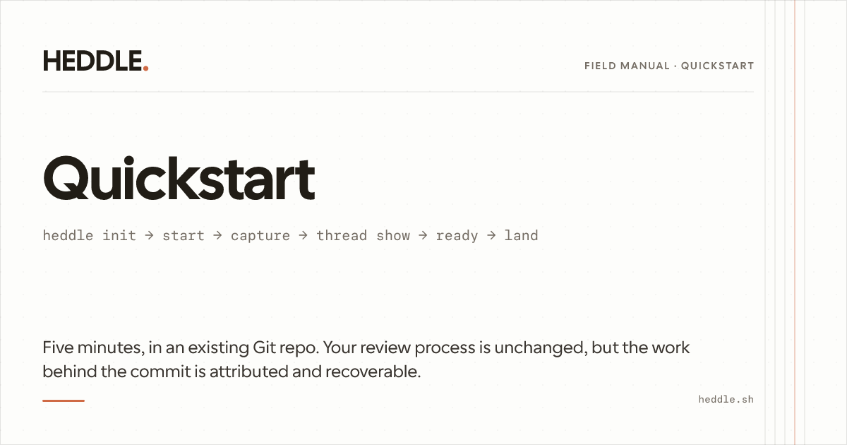 Quickstart, Heddle docs